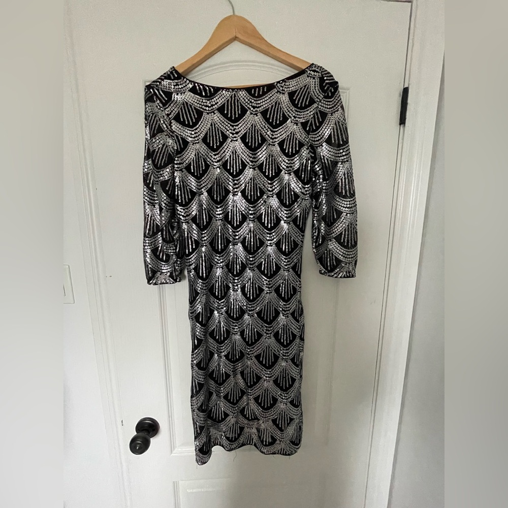 Elegant Black and Silver Sequin Dress